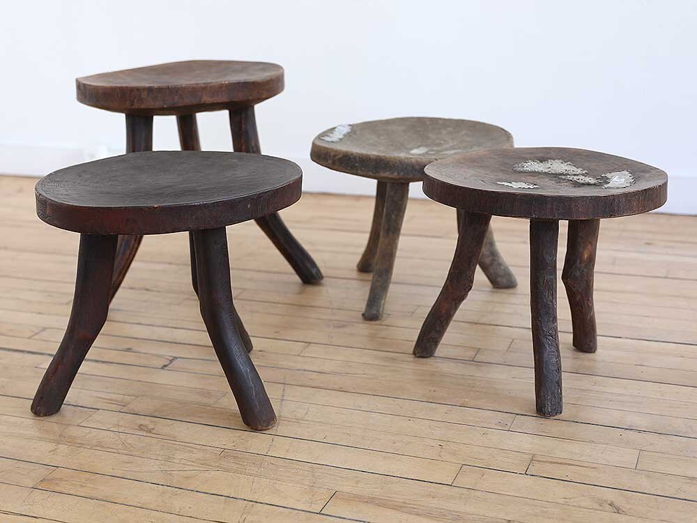 African Hand Carved Wood Stools 