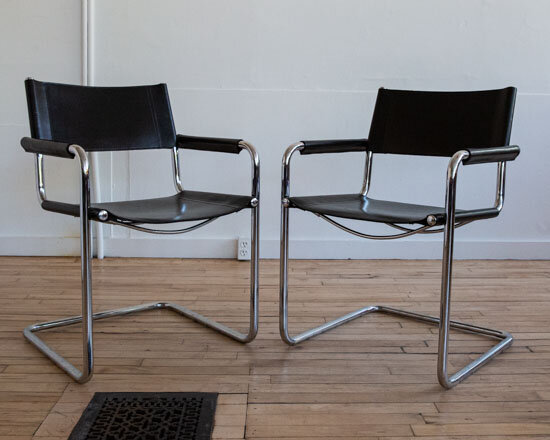 Matteo Grassi MG6 Chairs in Chrome &amp; Black Leather
