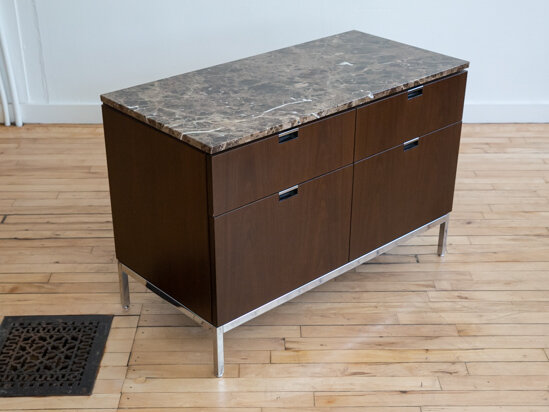 Knoll Walnut Marble Two-Position Cabinet