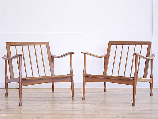 Pair of Italian Open Frame Lounge Chairs
