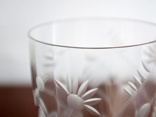 Footed Etched Glass Tumblers