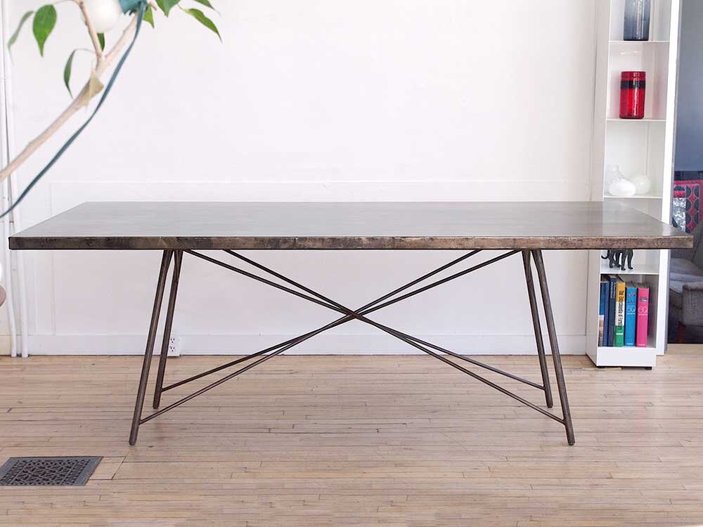 Roman Distressed Metal Dining Table