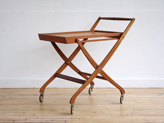 Teak Hans Wegner Style Folding Bar Cart