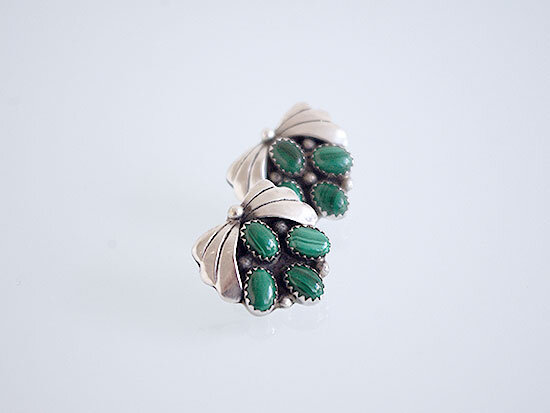 Filbert Brown Silver and Malachite Earrings