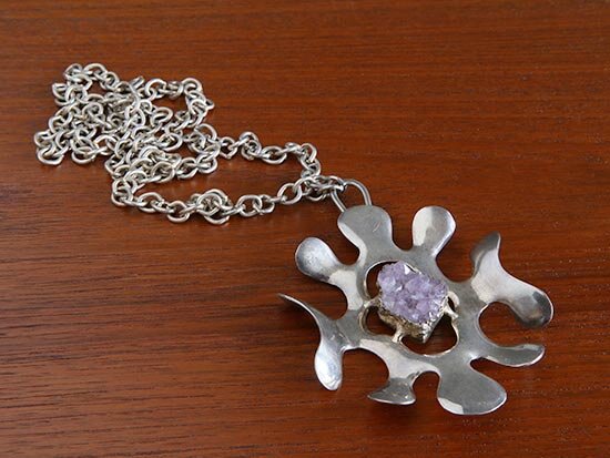Jacob Hull Sterling Silver &amp; Amethyst Pendant Necklace
