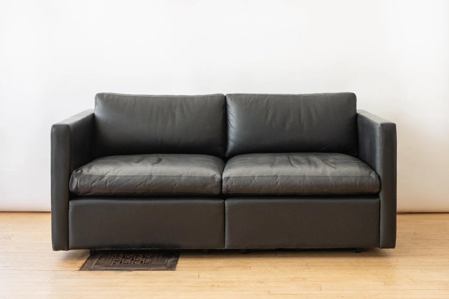 Charles Pfister for Knoll Black Leather Loveseat — RESIDE