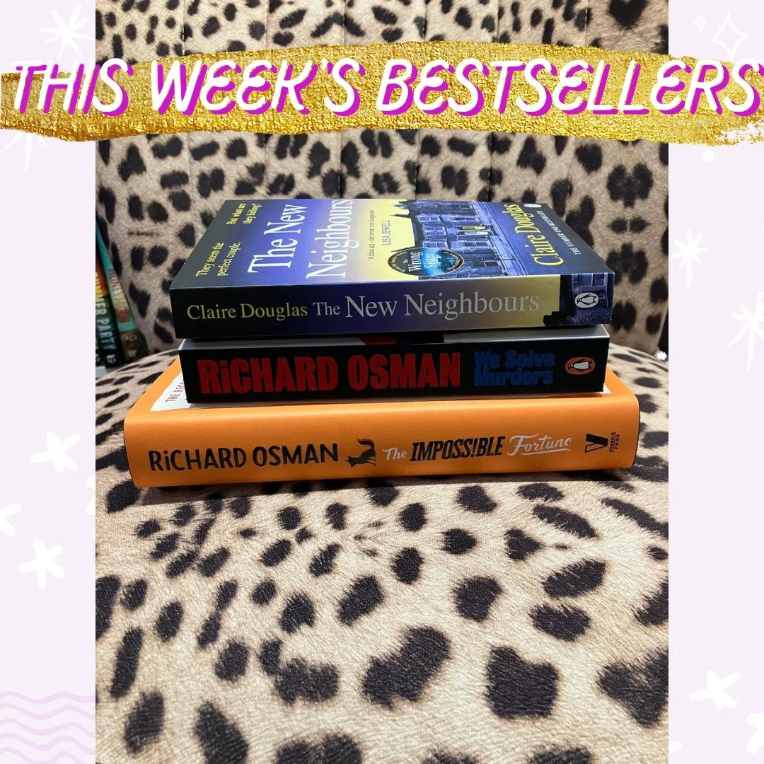 THE IMPOSSIBLE FORTUNE by @misterosman is a No. 1 hardback bestseller &amp; No.2 overall bestseller 🦊

WE SOLVE MURDERS by @misterosman is a No. 16 paperback bestseller 🐈&zwj;⬛

THE NEW NEIGHBOURS by @clairedouglasauthor is a No. 18 paperback bests