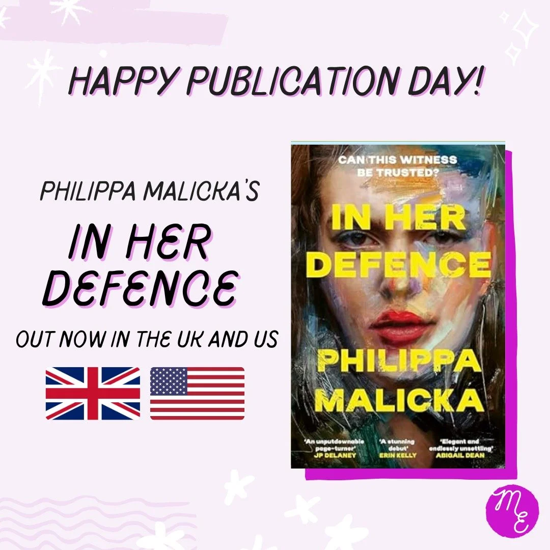 Happy publication day to @phillymalicka and her gripping debut, IN HER DEFENCE! Out now in the UK and US in hardback 🎉