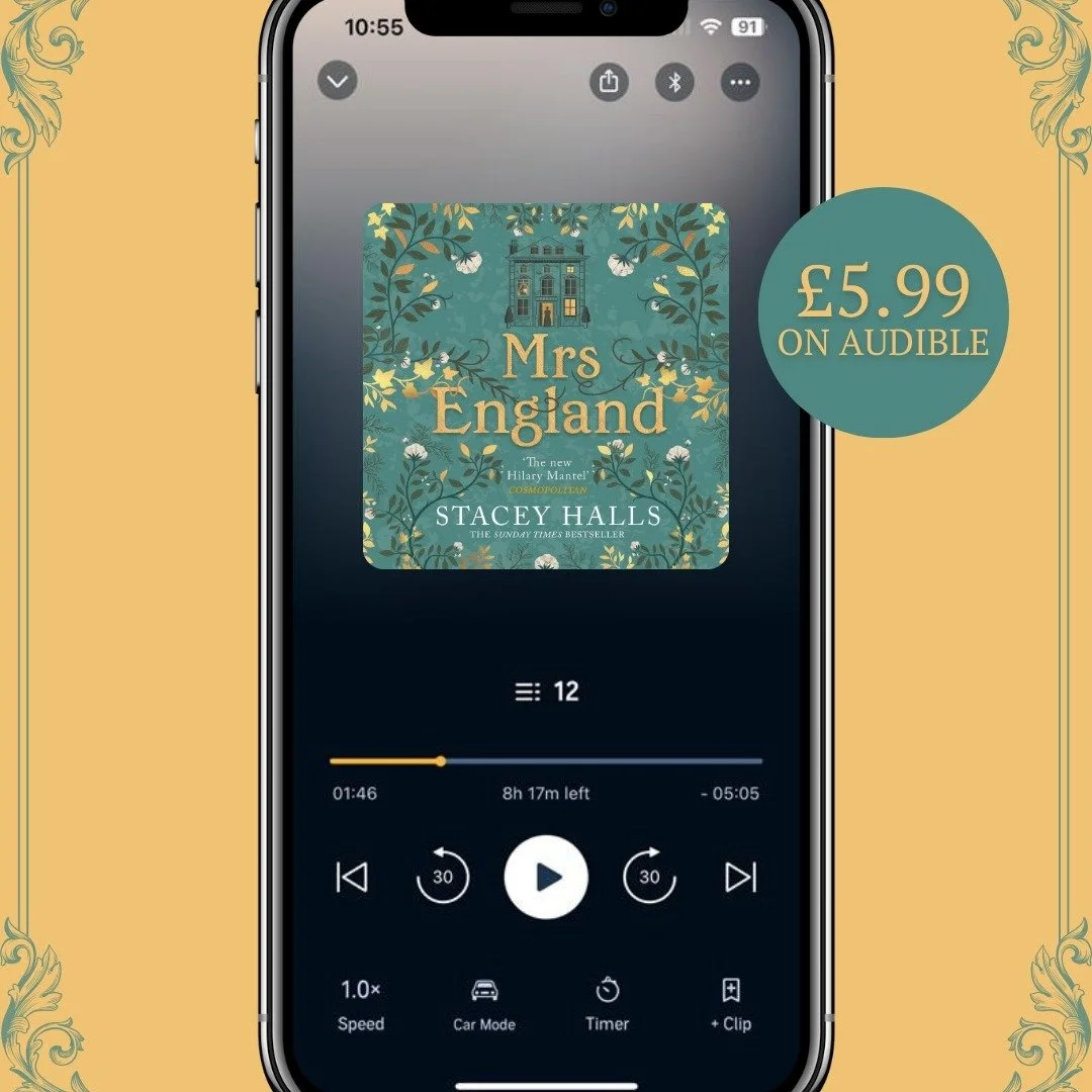 MRS ENGLAND by @staceyhallsauthor has been selected for an Audible Monthly Deal - it will be &pound;5.99 for the whole of March! ✨