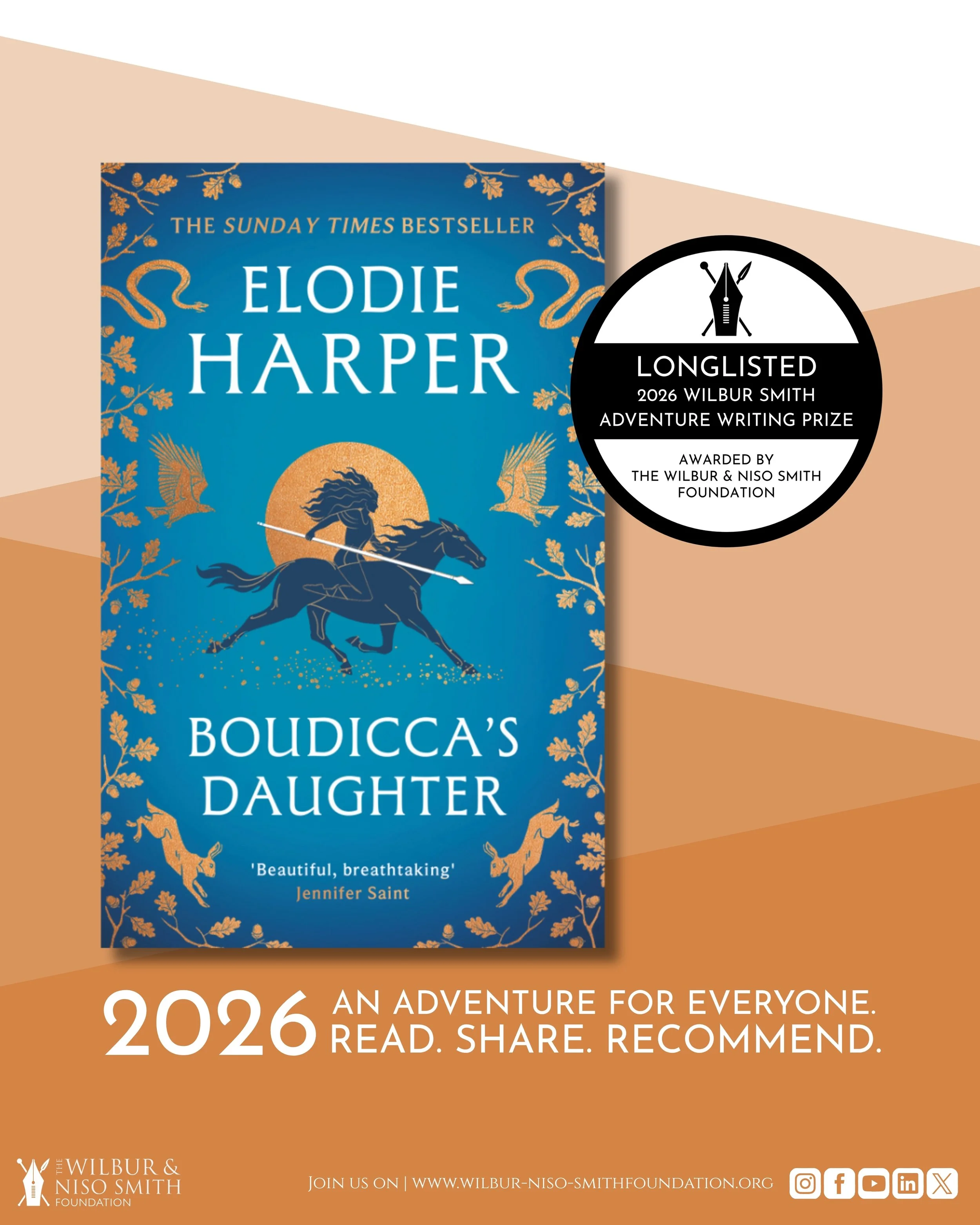 Boudicca's Daughter longlisted for the Wilbur Smith Adventure Writing Prize 2026. 