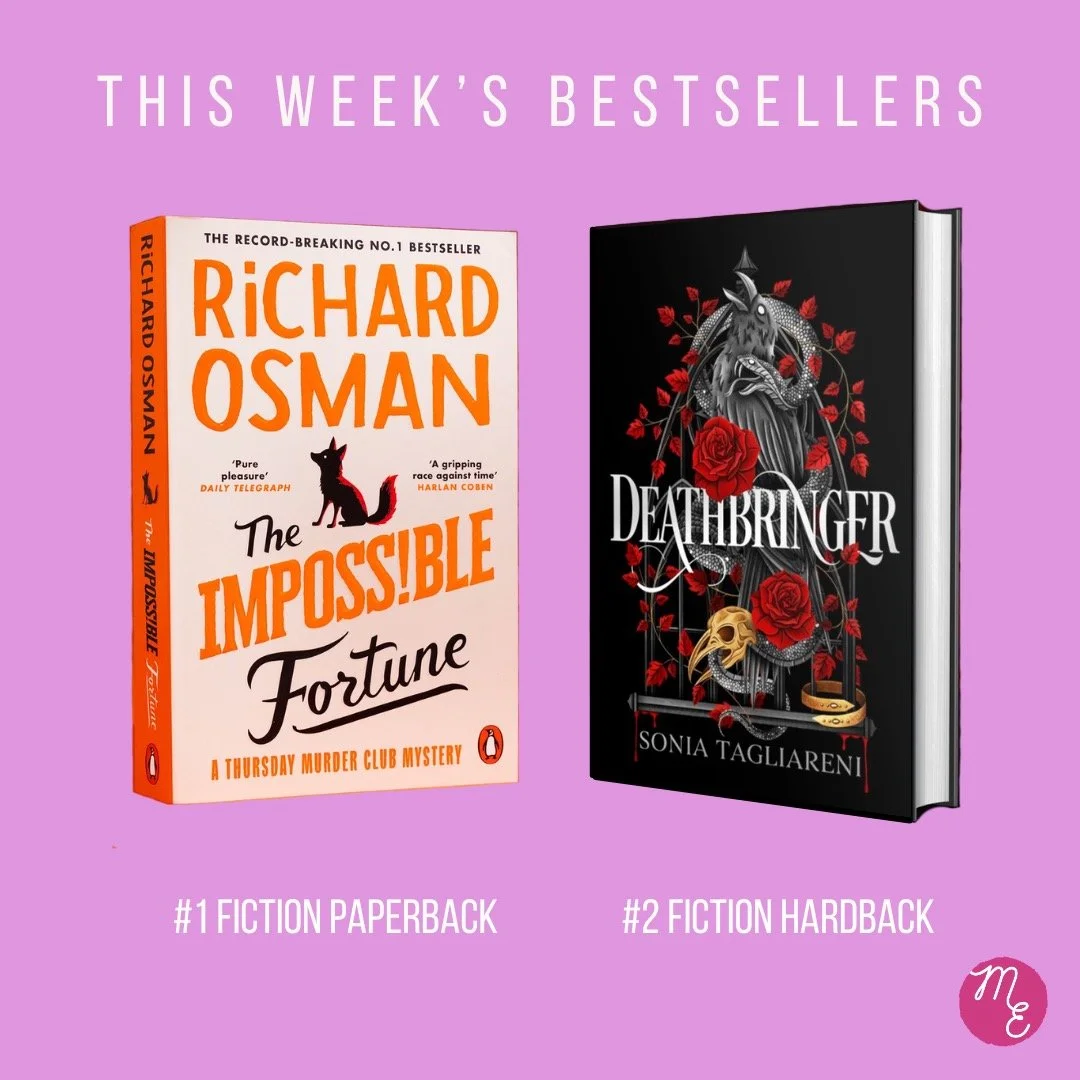 It's been another fantastic week for our authors, with @misterosman securing the number one paperback fiction slot with THE IMPOSS!BLE FORTUNE &ndash; and number one overall. 
 
DEATHBRINGER by @sonia.tagliareni meanwhile is number two in the hardbac