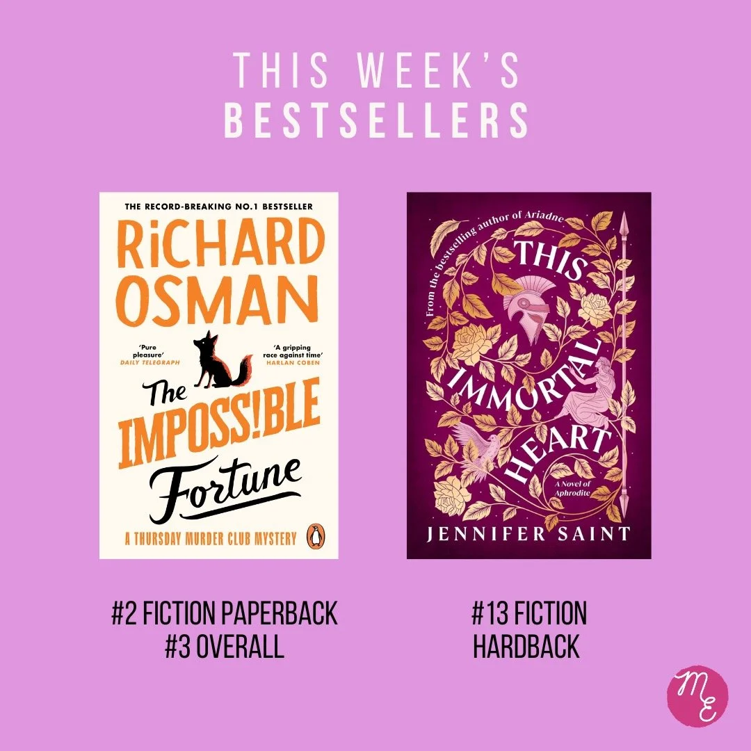 Another great week for THE IMPOSS!BLE FORTUNE and @misterosman who retains the number two paperback spot this week, and number three in the overall charts. 

And congratulations to @jennifer.saint.author. THIS IMMORTAL HEART has debuted at number 13 
