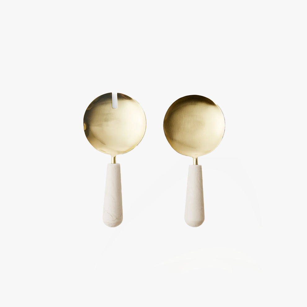 Aries Cream + Brass Salad Servers