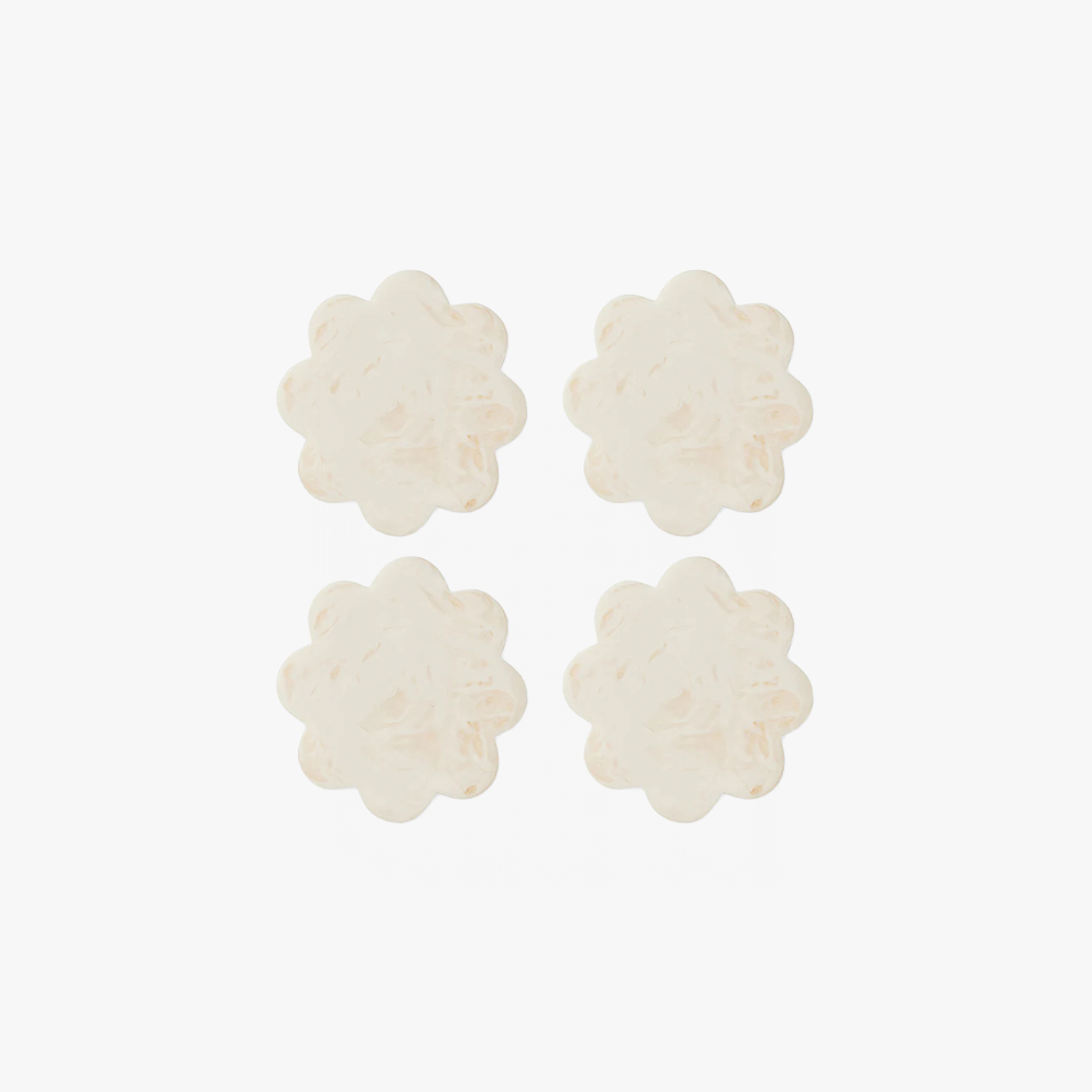 Aries Resin Scallop Coaster Set of 4 - Cream