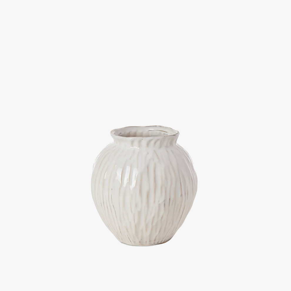 Jarah Textured Vase - White
