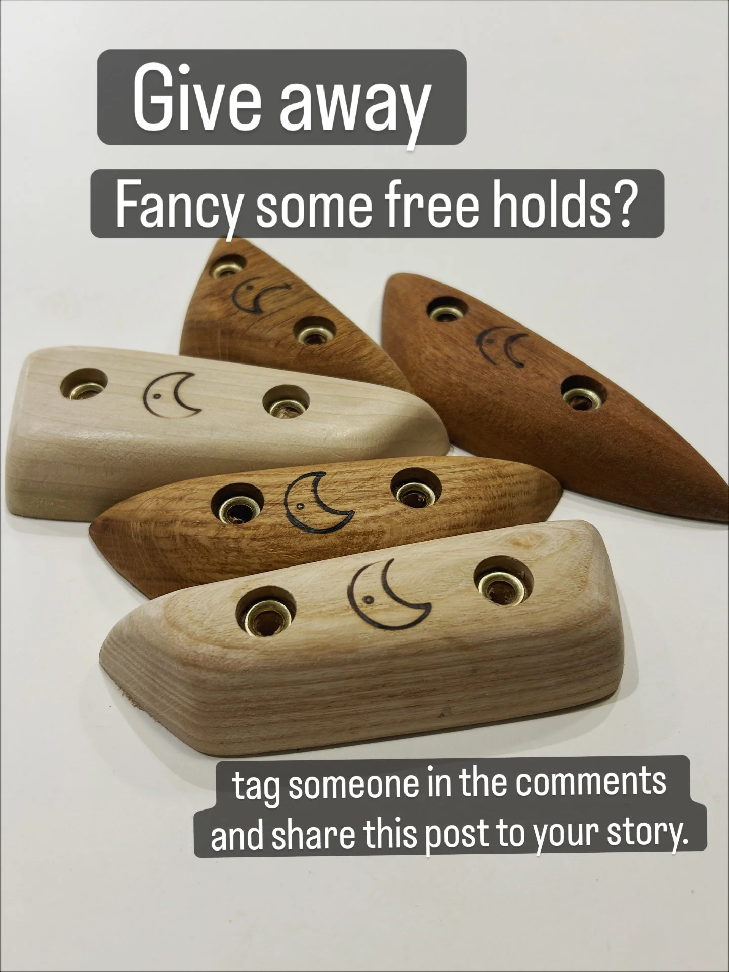 Fancy some free holds for your board? We are giving away the set of 5 crimps that Luna made in the workshop last weekend. 

To enter all you have to do is tag someone in the comments and share the post to your story.  Enter as many times as you like 