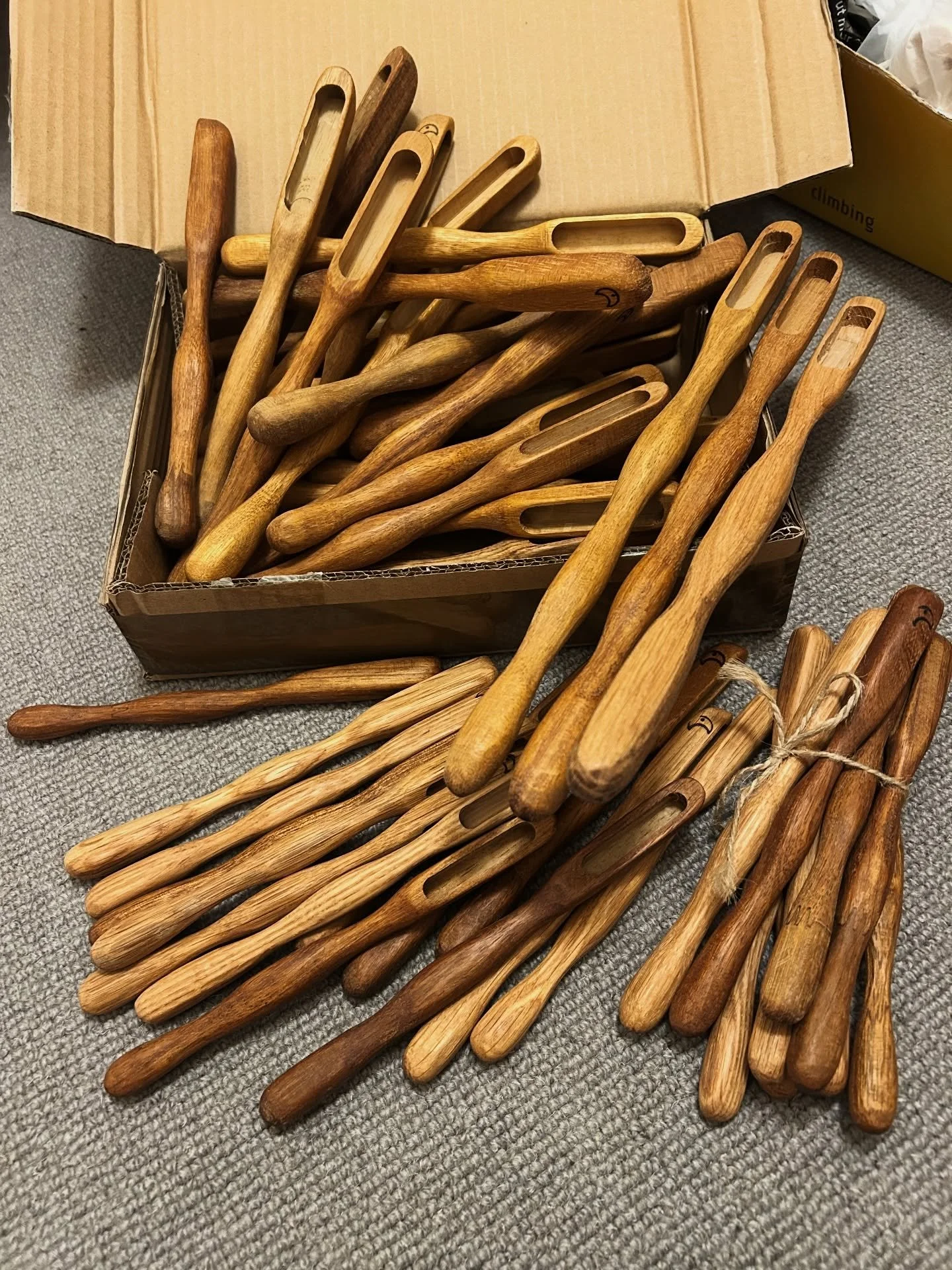Next batch of brushes being prepped for filling. Reclaimed iroko handles and a few oak ones too. They&rsquo;ll be getting the usual premium boars hair in light and dark and some synthetic vegan friendly bristles too. 👌🏻
