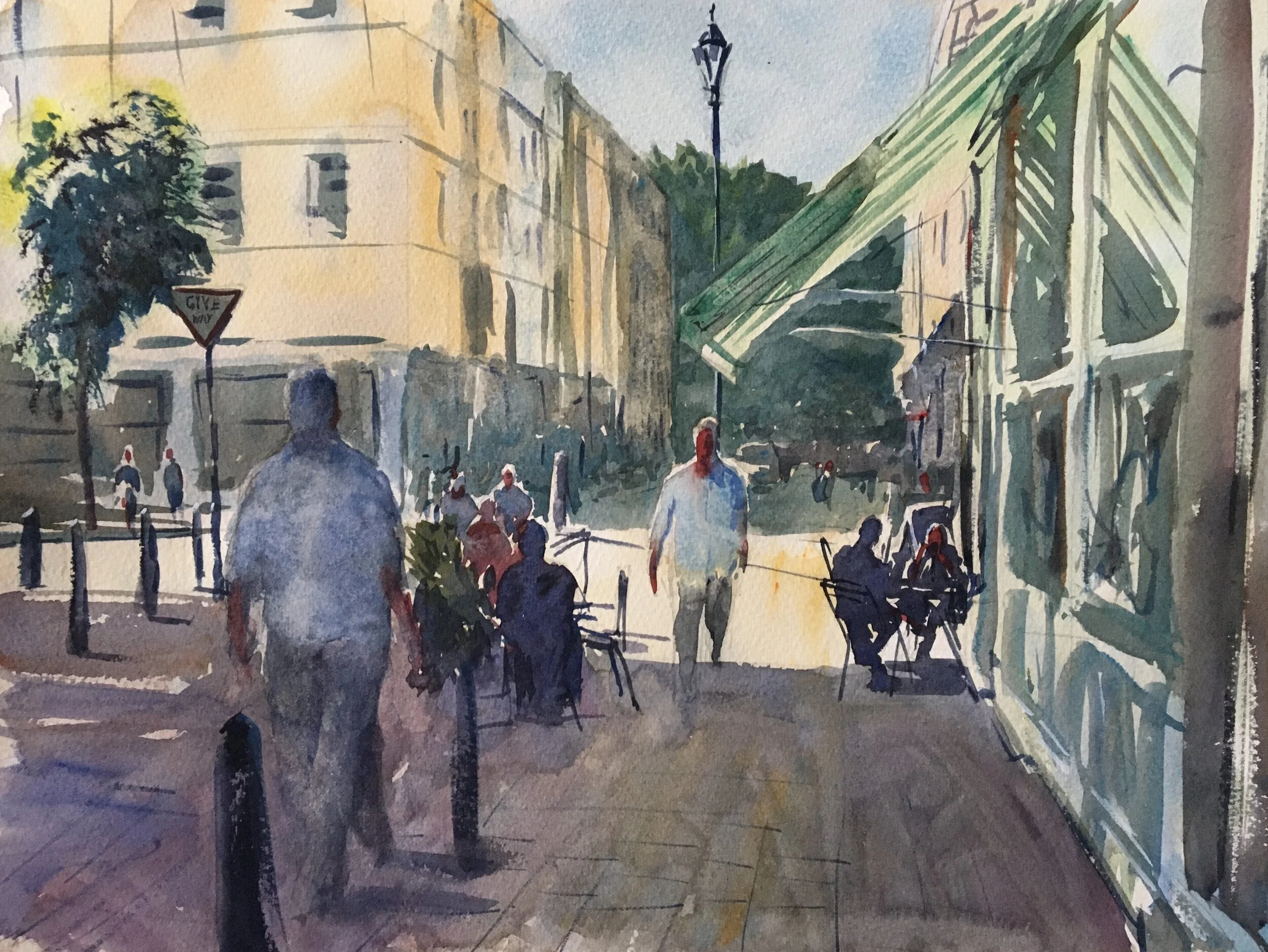 Outside Tutti’s, Lamb’s Conduit Street, July 2020FOR SALE. £100. 16”x12”.