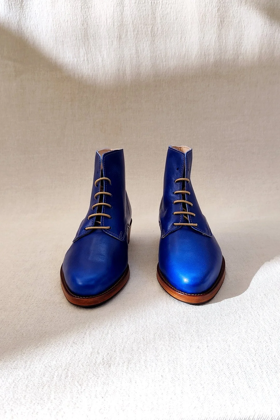 Ankle Boots Blue Leather Boot Pointed Toe Ankle Boots Cobalt Blue