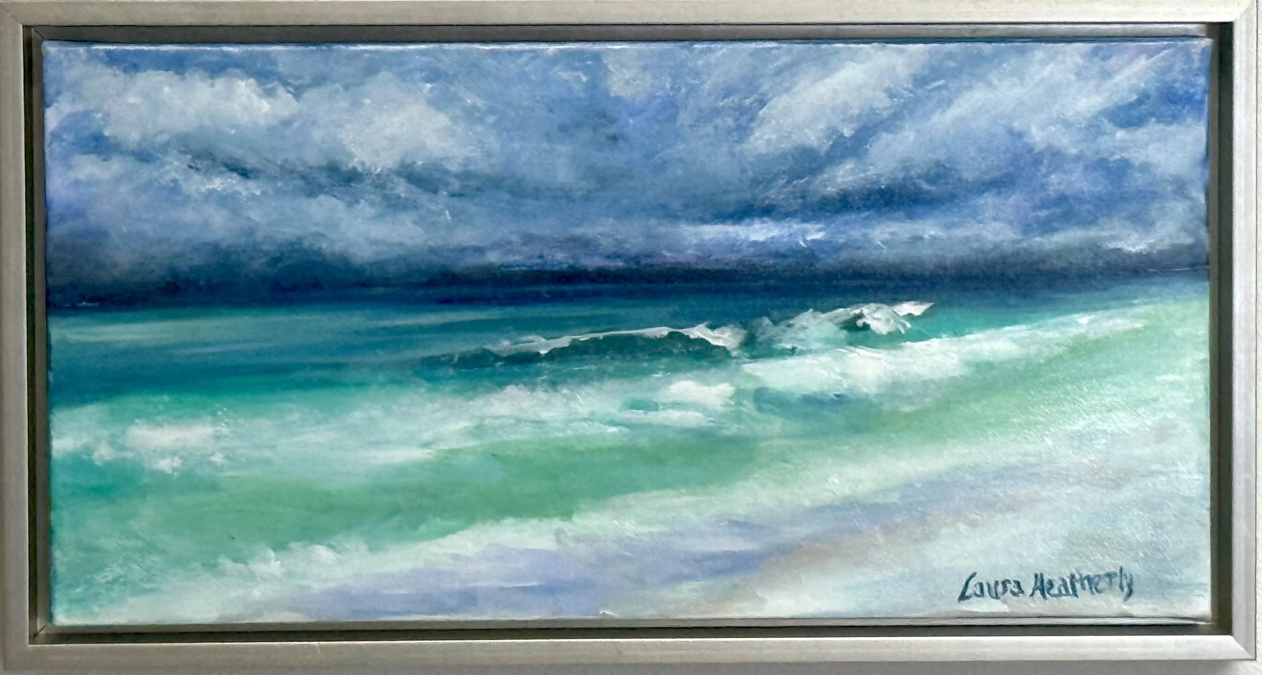 "Sea Storm" 10" x 20" oil on canvas.  Framed. Available.