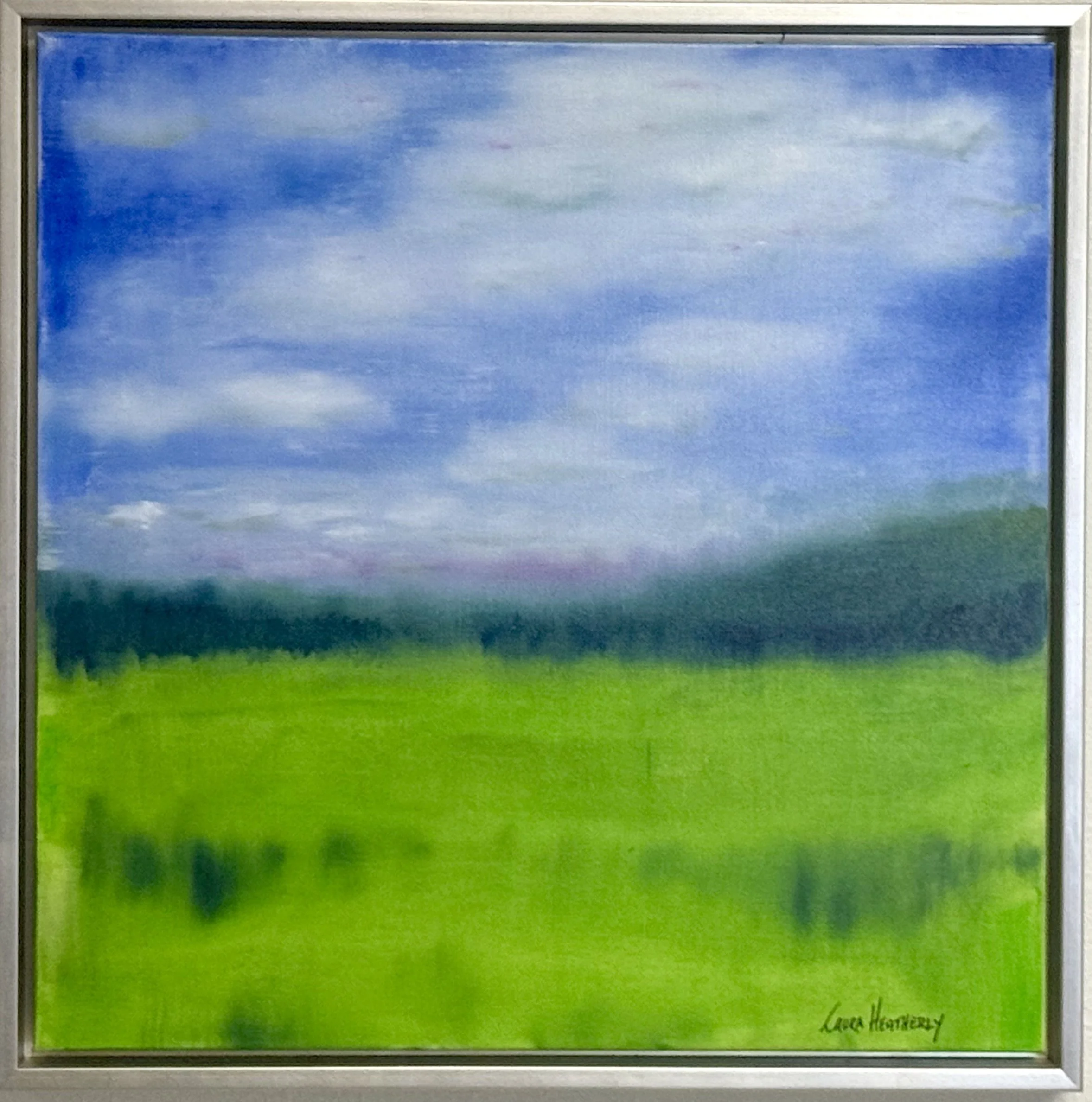 The Green Pasture. 20" x 20" oil on canvas.  Framed. Available.