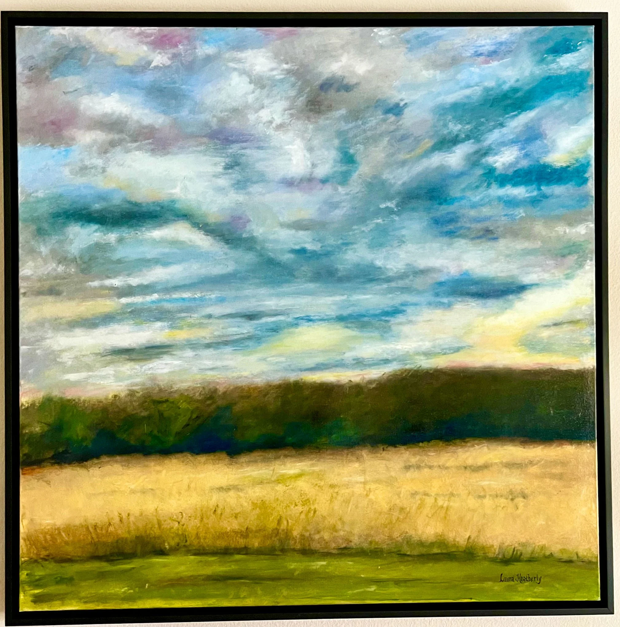 Sunset at Perini Ranch in Buffalo Gap, Texas.  36" x 36" Oil on canvas