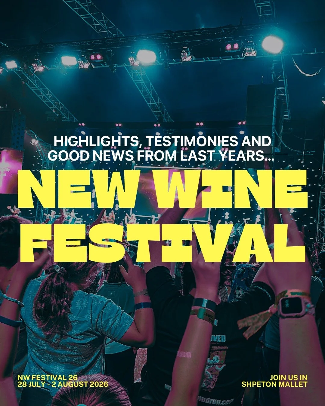 New Wine Festival is THE highlight of the Year 🏕️

Each year, we take time out together as a church family to gather with thousands of Christians for worship, prayer ministry, kids' clubs, ferris wheels, time as a community, and so much more!

We'd 