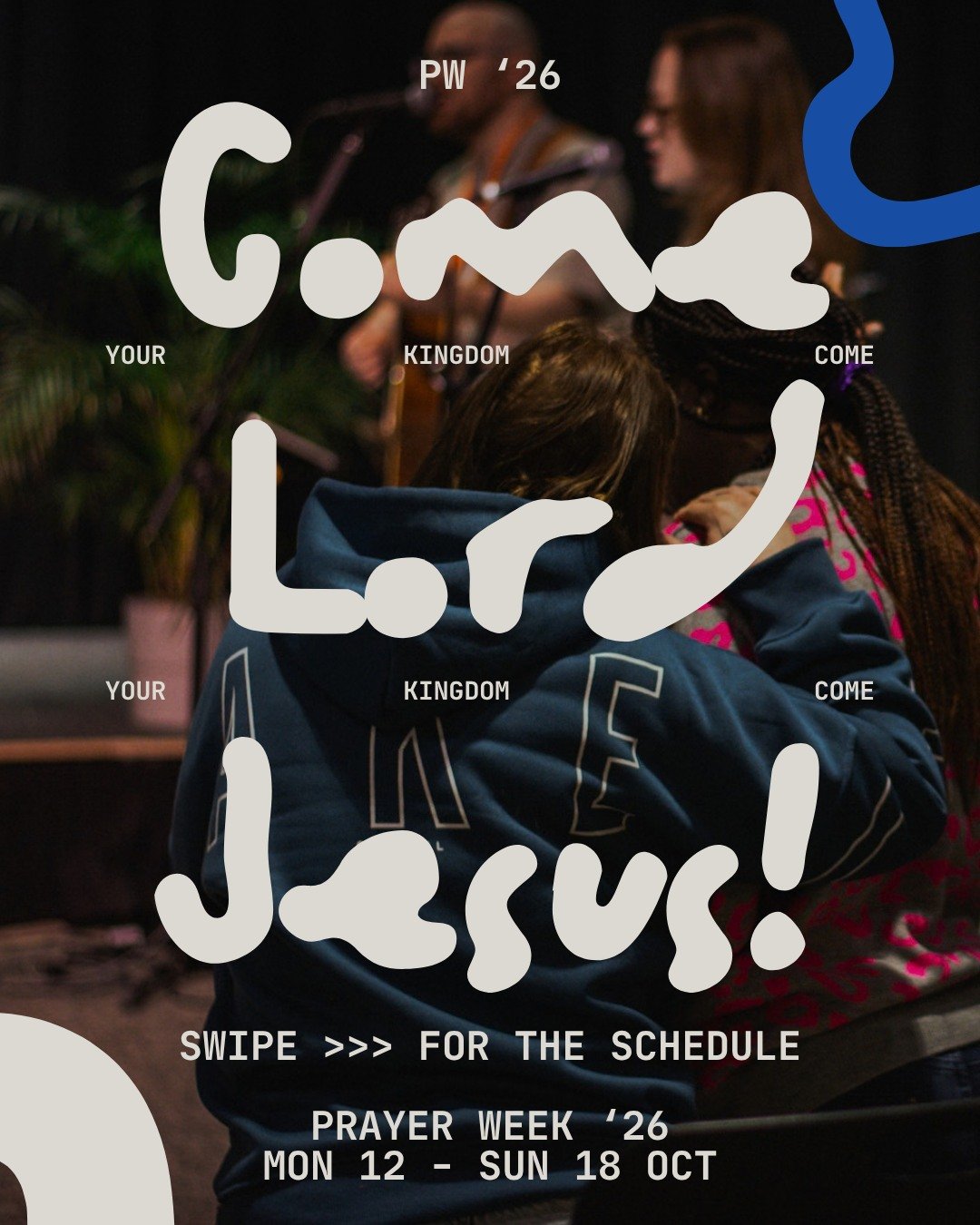 Prayer Week is here. ⚡️

Throughout the week we're creating space to slow down, seek God and pray together as a church family.

Whether you're joining us online for Morning or Night Prayer, popping into Midday Prayer, gathering for Wide Open Space, o