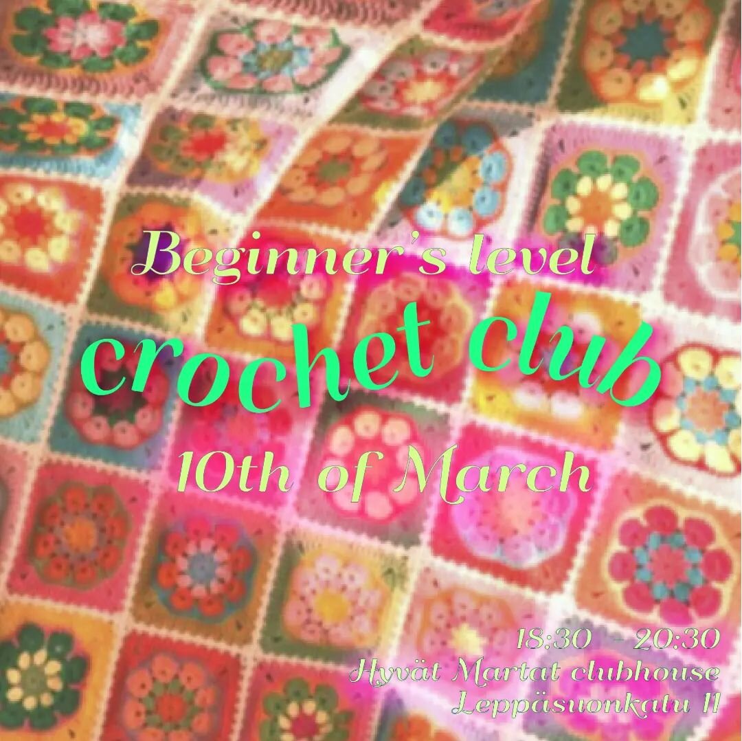 Third time's the charm, we hope! We tried twice now to get this Crochet Club together, maybe this time the stars are aligned! ✨ Join us at 18 or any time between 18 to 20:30. Ella from Hyv&auml;t Martat @hyvatmartat will be there to share their croch
