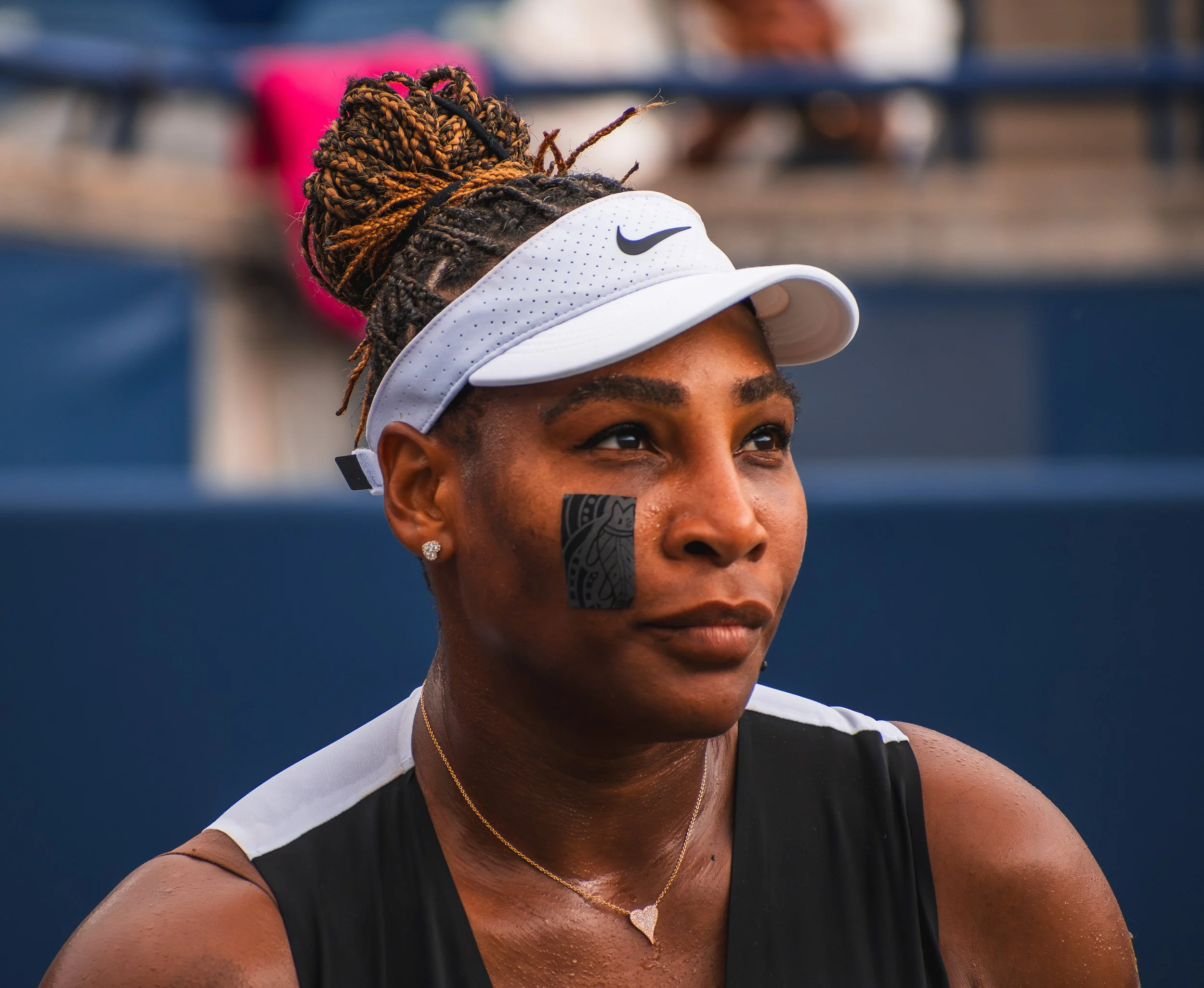 23-time Grand slam winner Serena Williams takes in a supportive crowd during her opening-round win at the National Bank Open. Williams is set to retire in September following the U.S. Open. August 8, 2022. (Kaj Larsen photo for Tennis Canada)