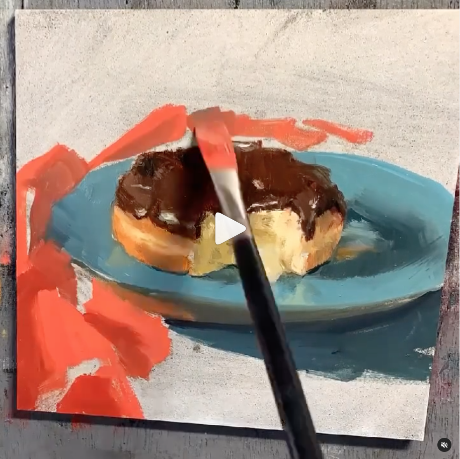 boston cream Oil painting dessert art by Rebecca Finch.png