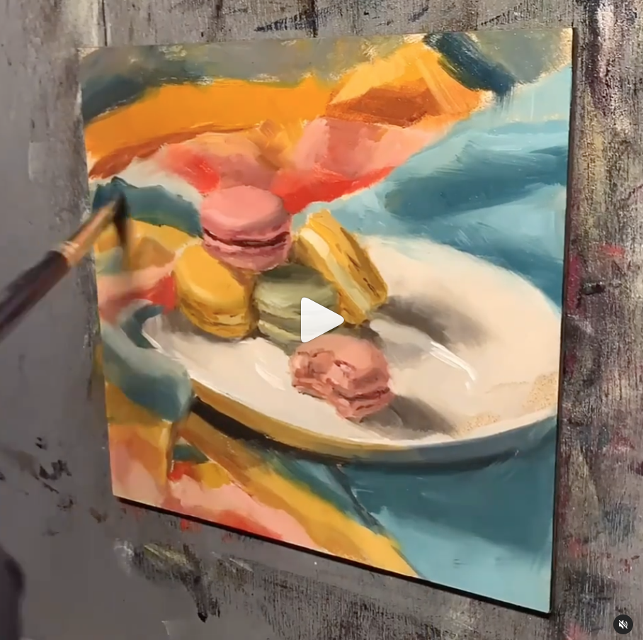 Macarons Oil painting dessert art by Rebecca Finch.png