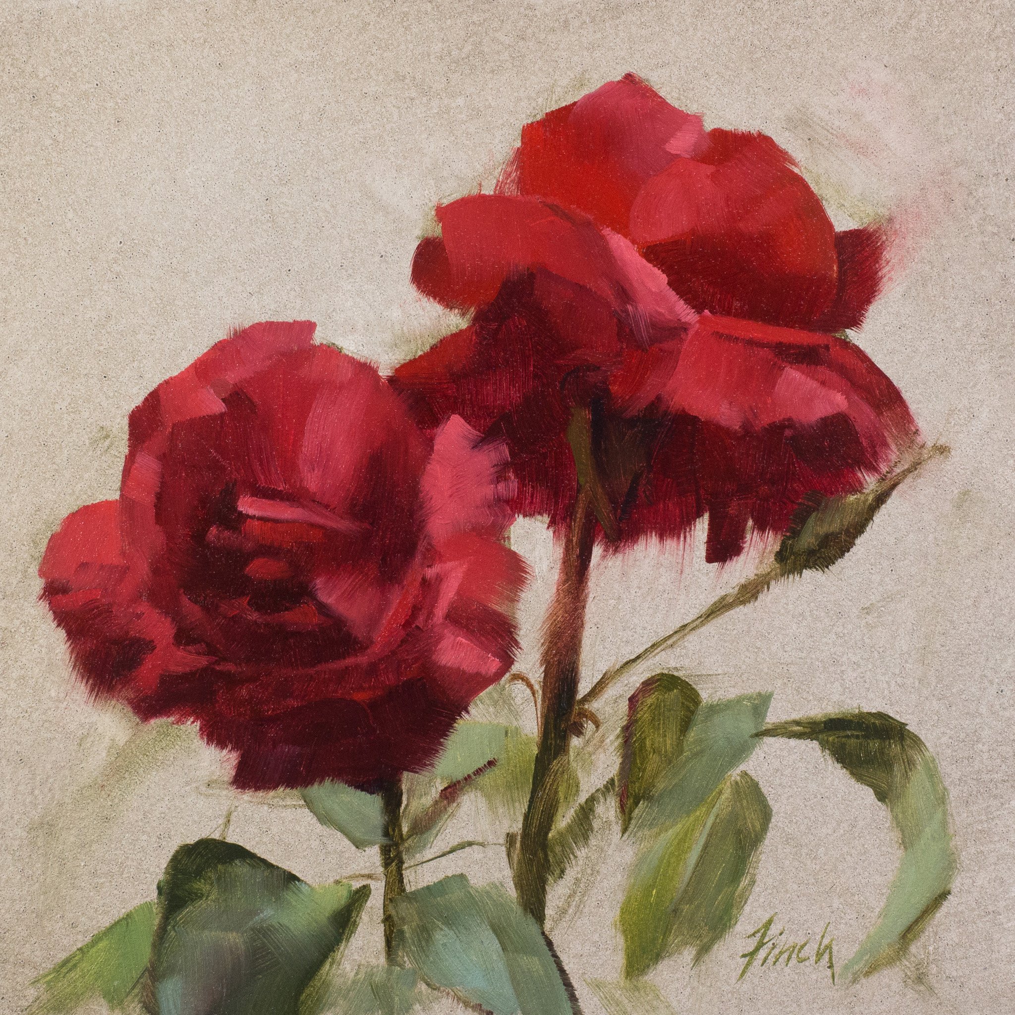 Delivered rebecca finch oil painting flowers red roses art.jpg