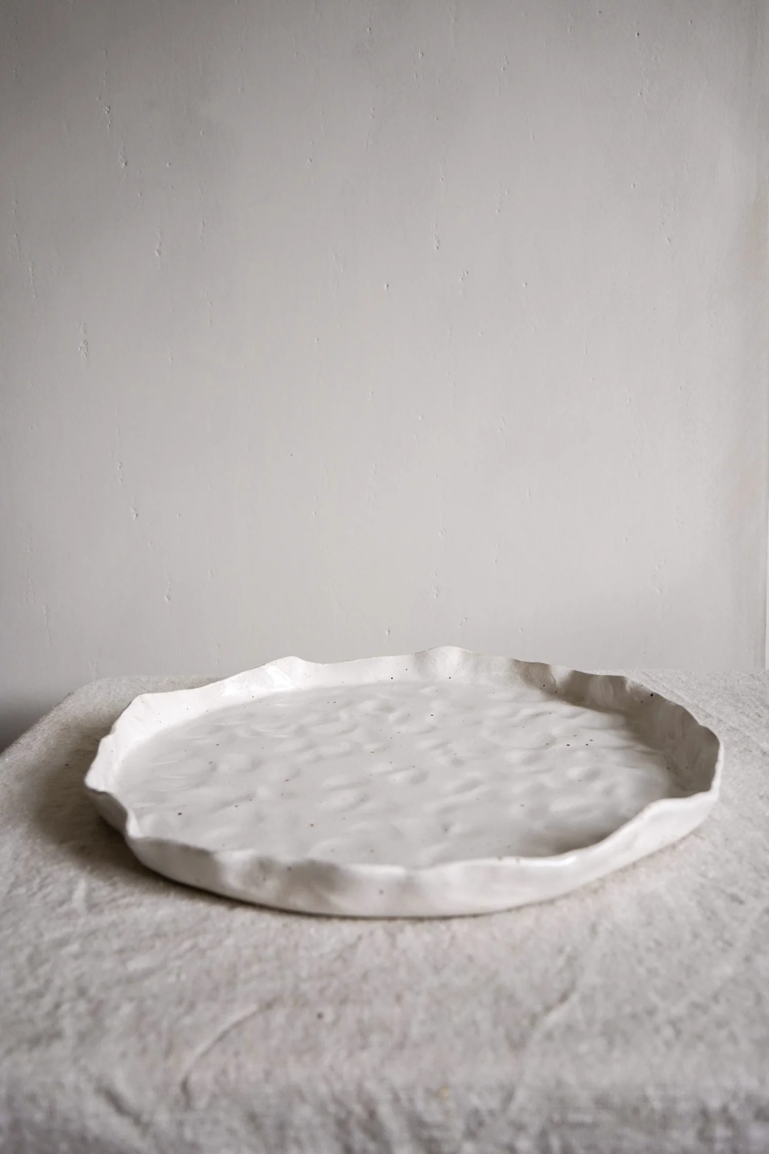 White Flecked Round Serving Platter