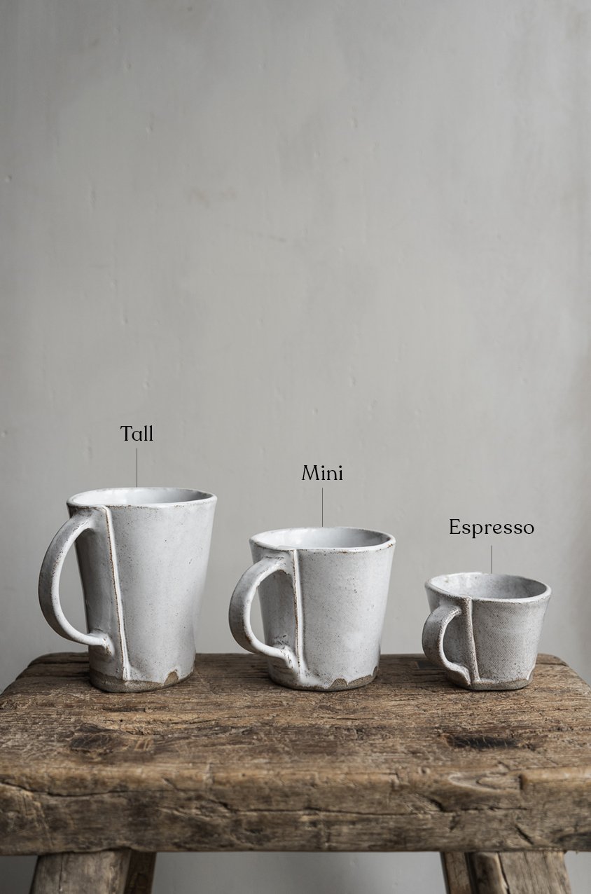 Aires Glossy White Espresso Mugs — Every Story Ceramics