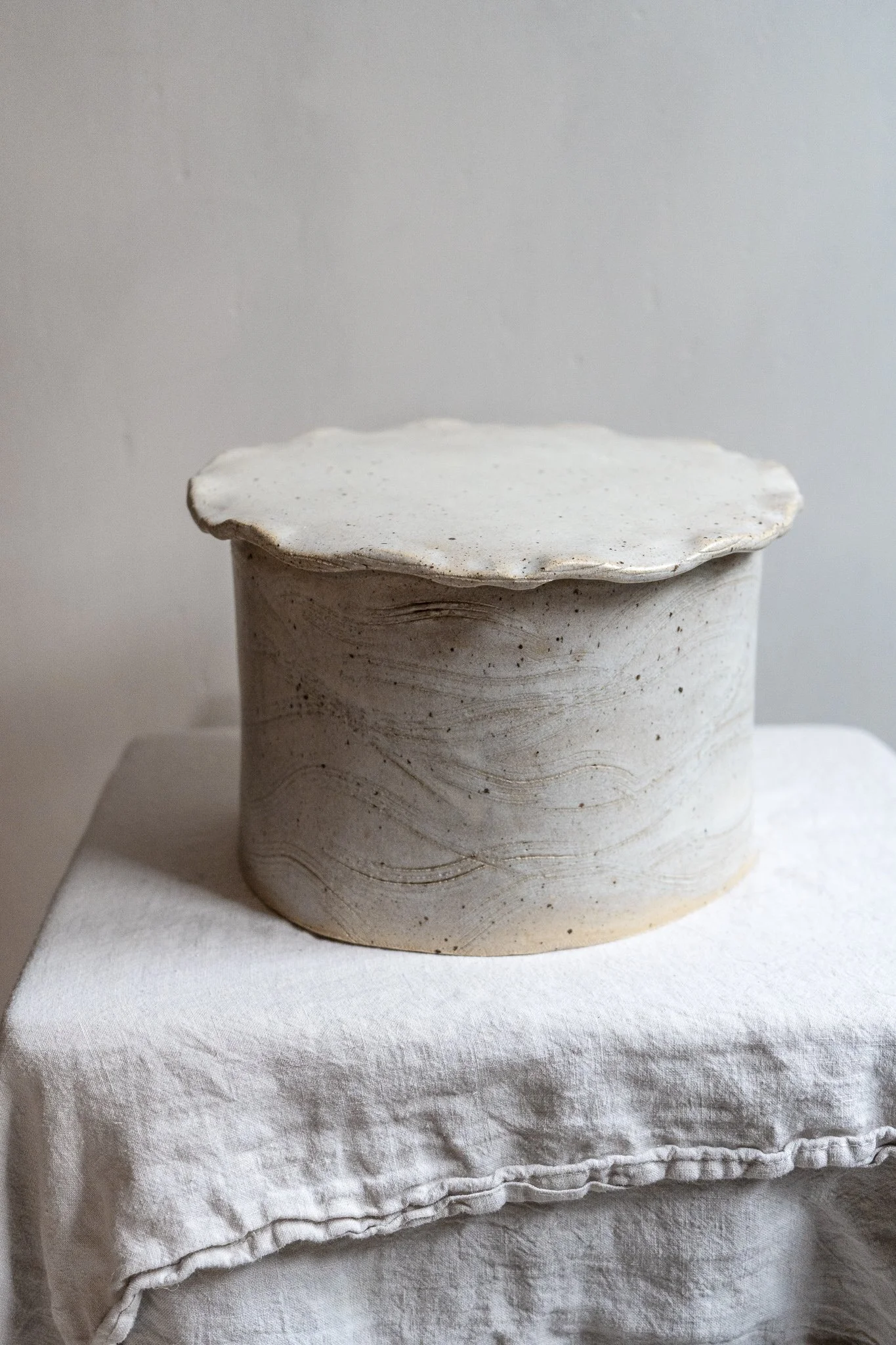 *STUDIO SALE* Tall Plinth Cake/Serving Stand in Pebble Glaze - One off