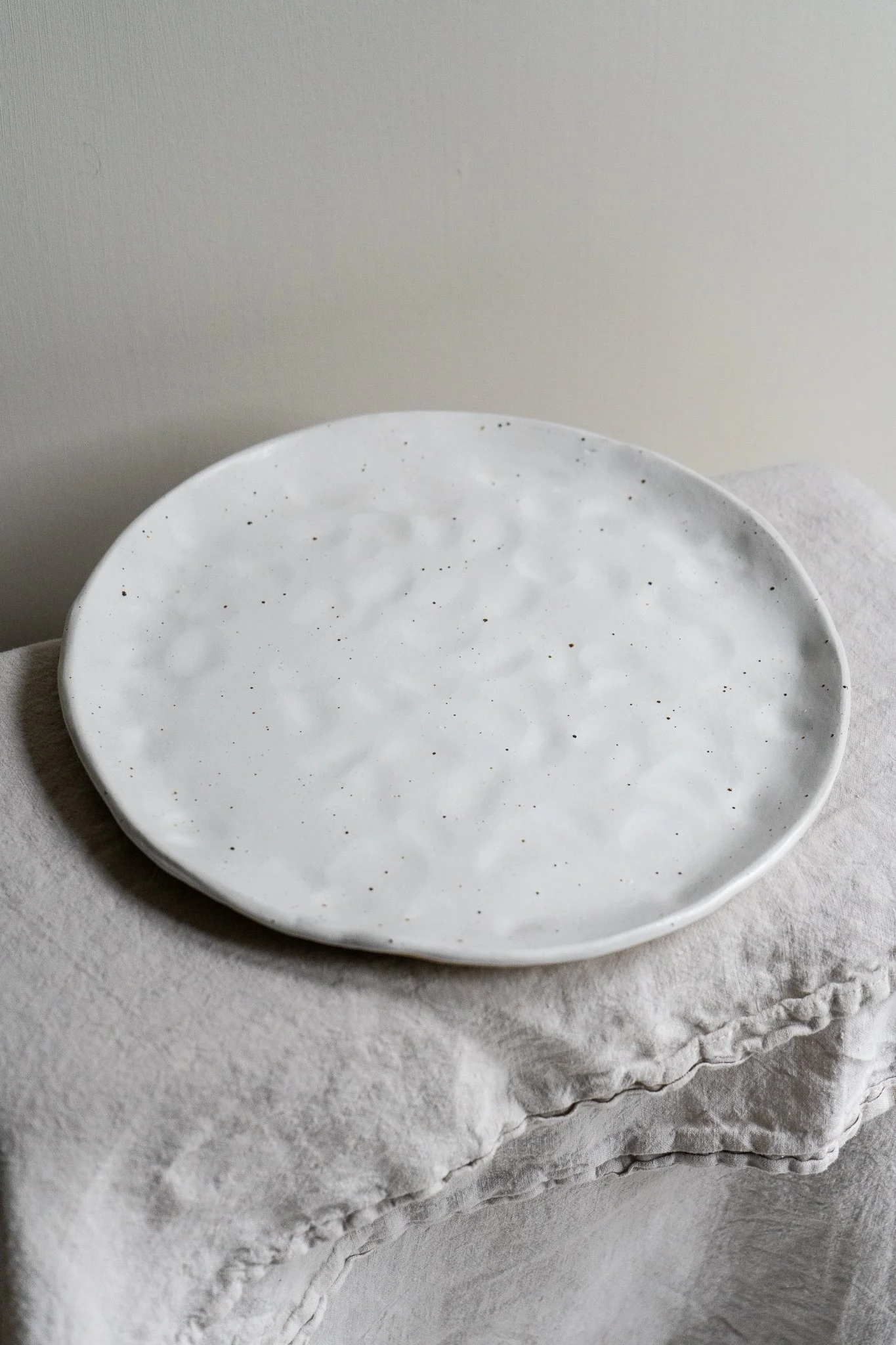 *STUDIO SALE* White Flecked Plates - Large (Seconds)