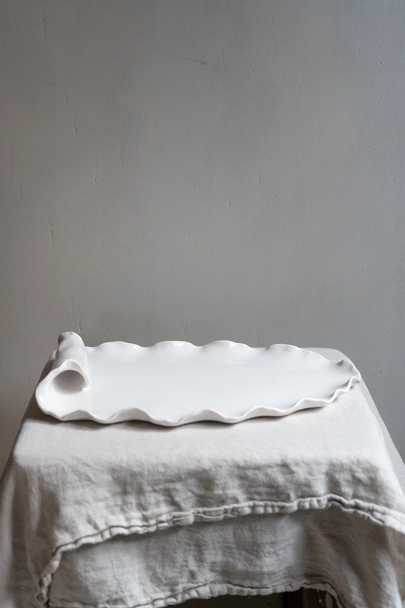 *STUDIO SALE* Glossy White Ebba porcelain Platter - Second