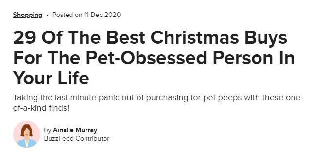 Holiday gift guide pitching - pets