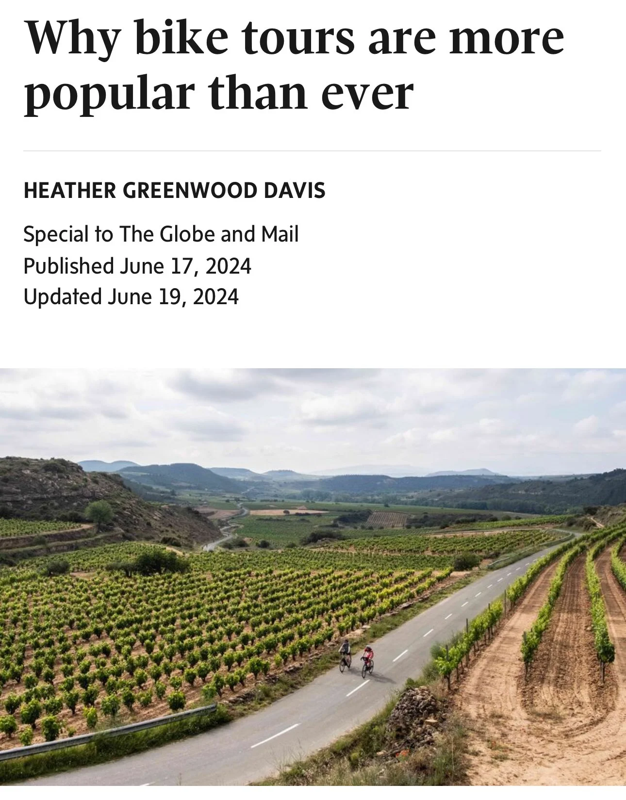 The Globe and Mail - Bike Tours 