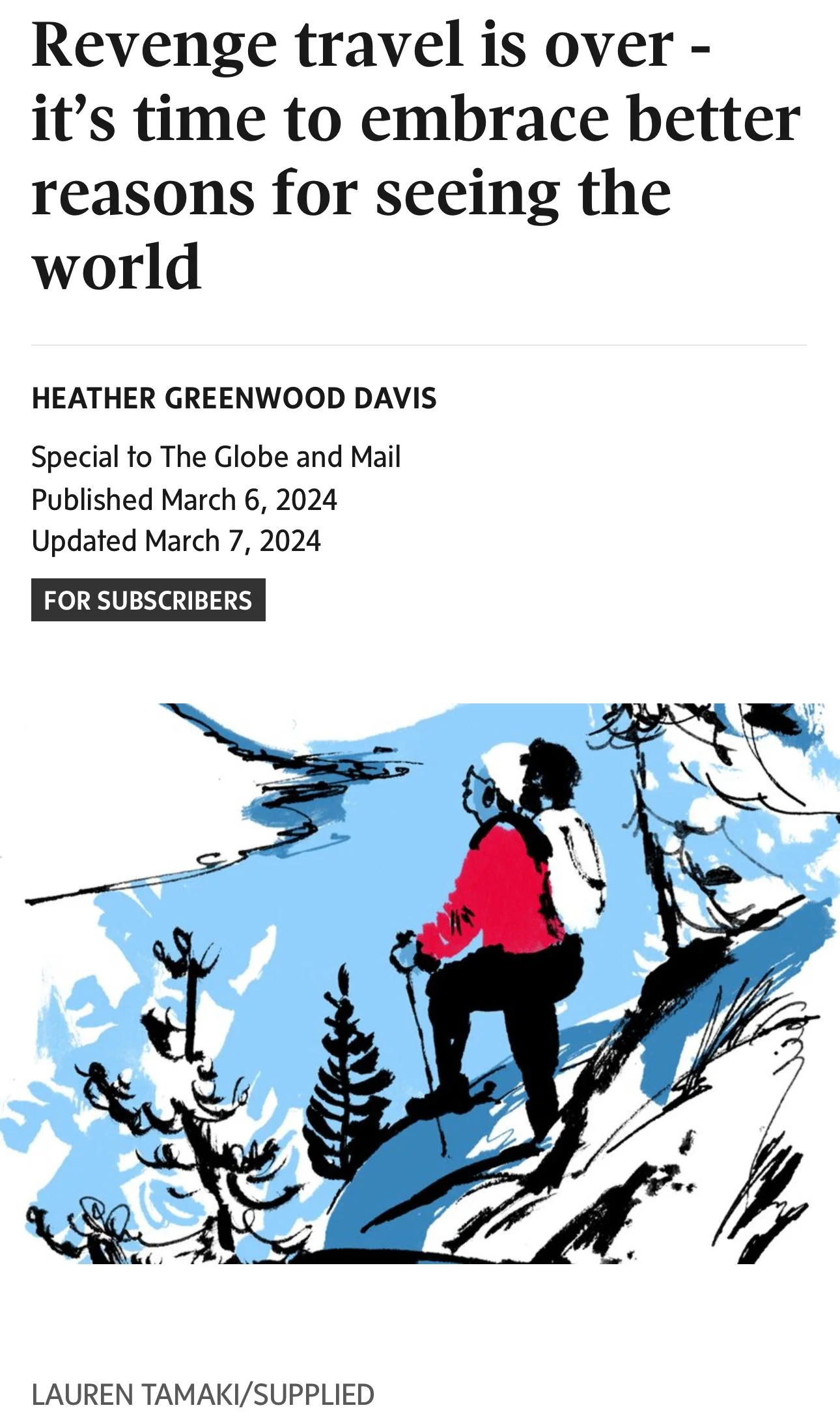 The Globe and Mail - Revenge Travel 