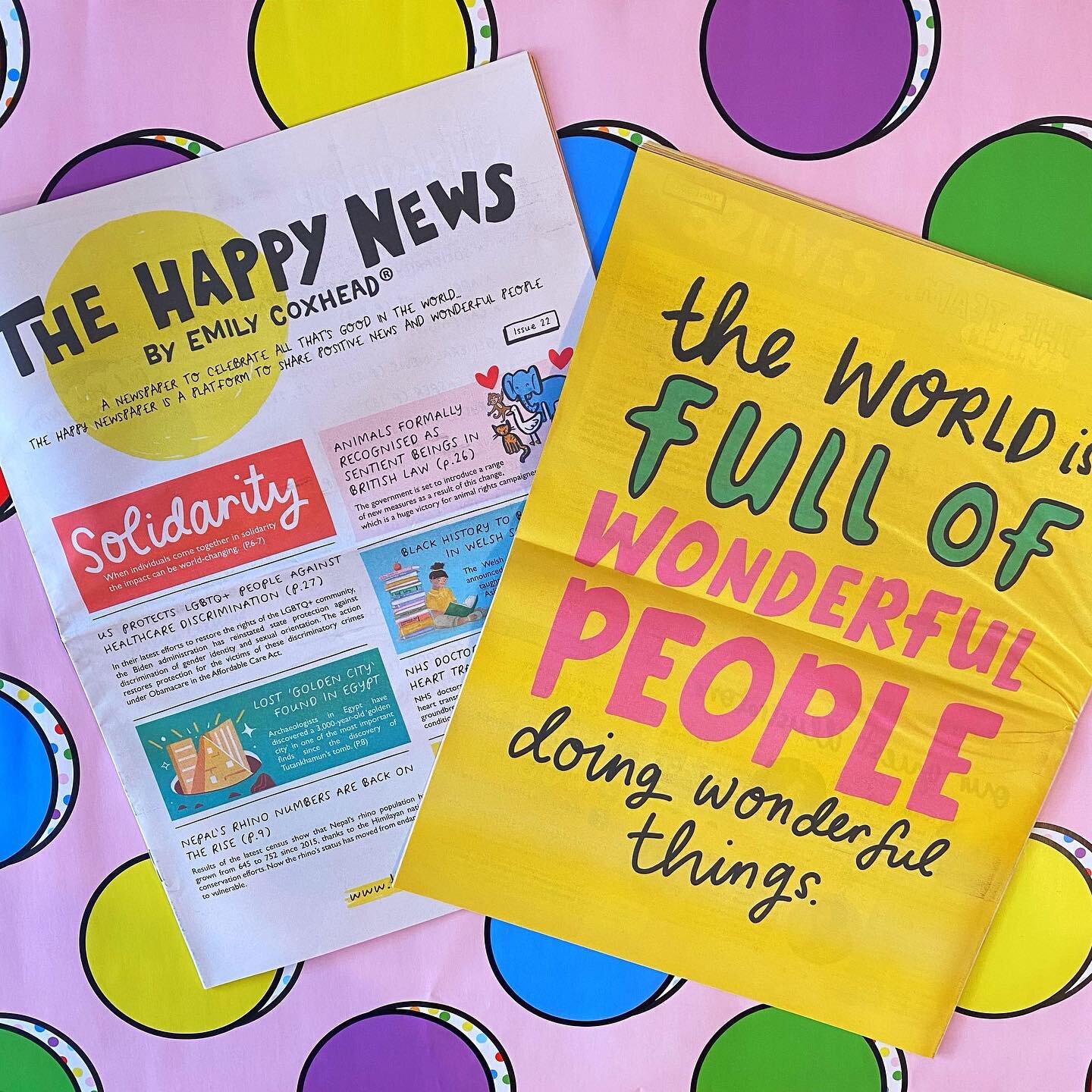 The latest edition of @thehappynewspaper has hit the shelves! Brimful of joyful tidings this cheery little broadsheet is the perfect antidote for any mellow moment. @emilycoxhead and the Happy Newspaper gang select the most hopeful of stories from ac