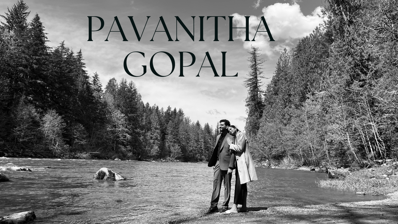 Announcement poster for a wedding streaming event featuring PAVANITHA & GOPAL, scheduled on 29th April 2026, at 6:30 AM on YouTube WEDDINGSCAPES, with the YouTube logo and red 'LIVE STREAMING' badge at the top left corner.