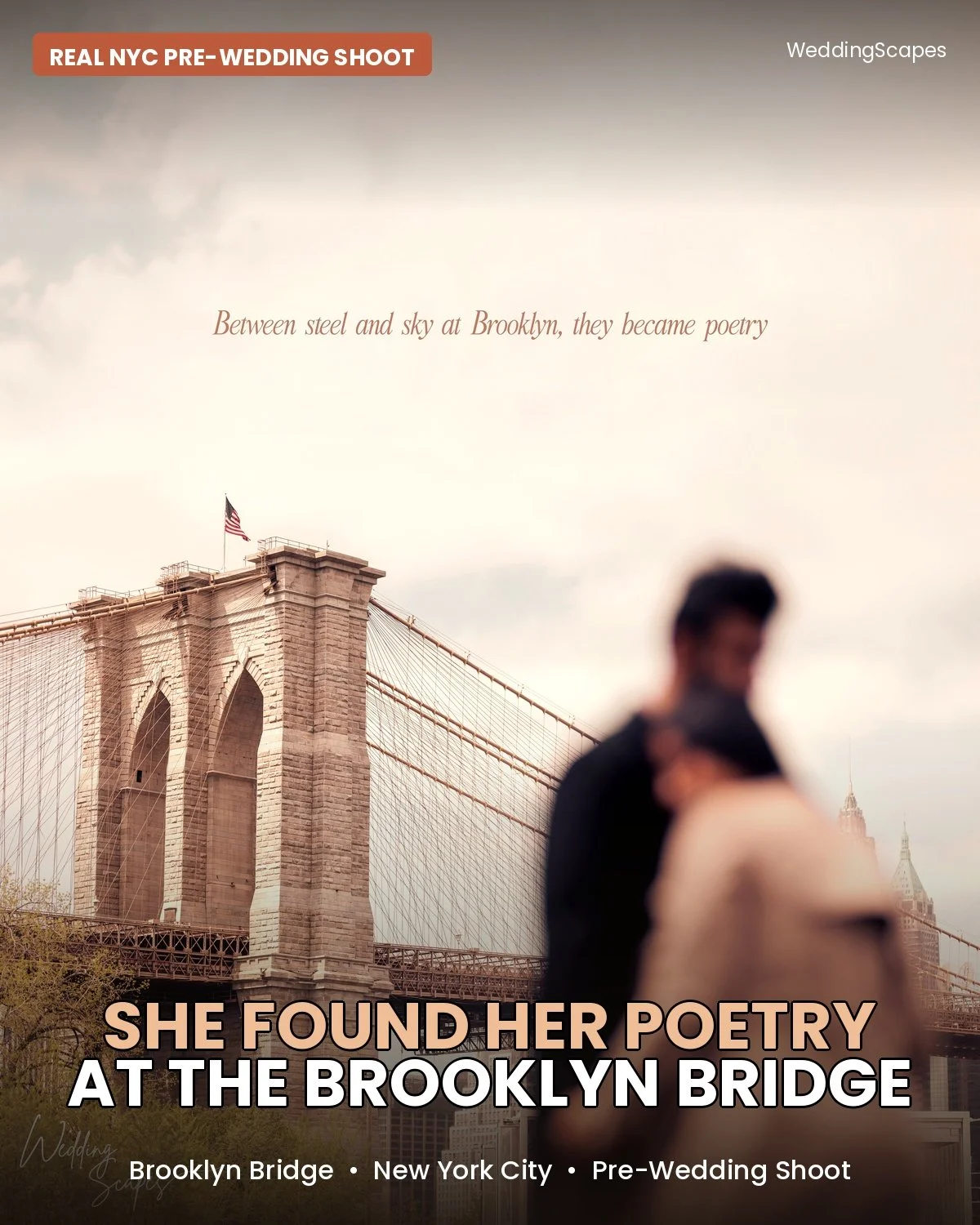 NYC Pre-Wedding Session: Iconic Skyline Views and Dumbo Brooklyn Backdrops