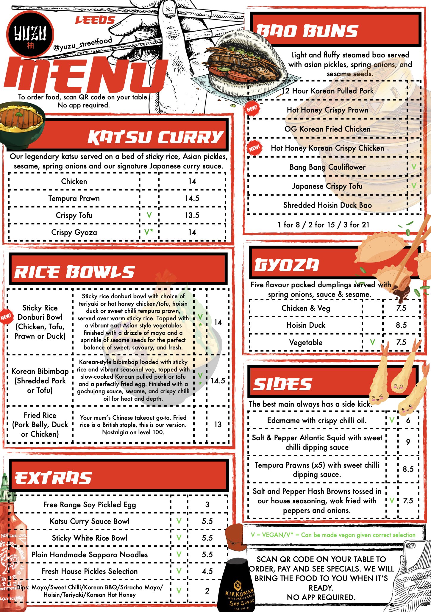 YUZU Street Food Leeds Menu