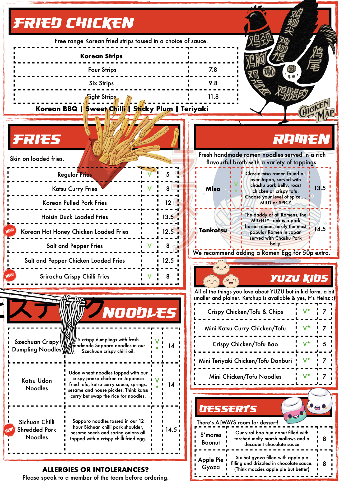 YUZU Street Food Menu Harrogate Page 2