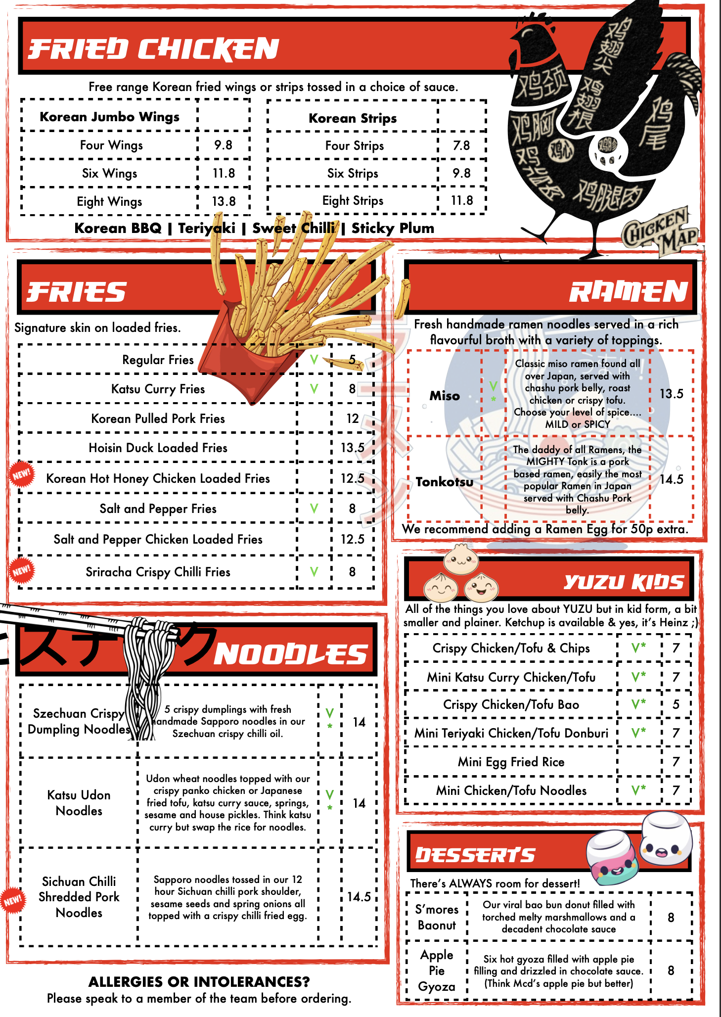 YUZU Street Food York Menu