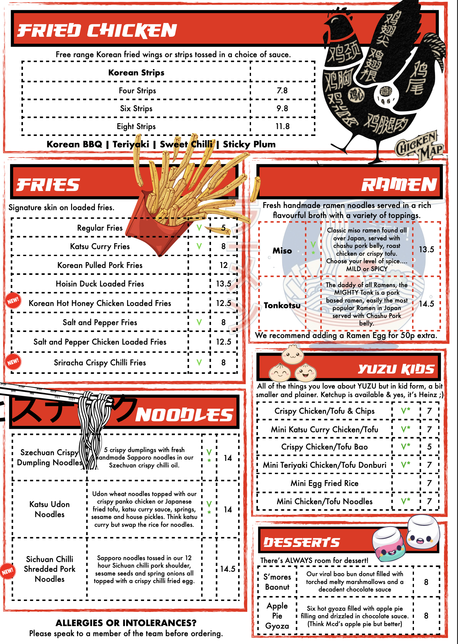 YUZU Street Food Leeds Menu