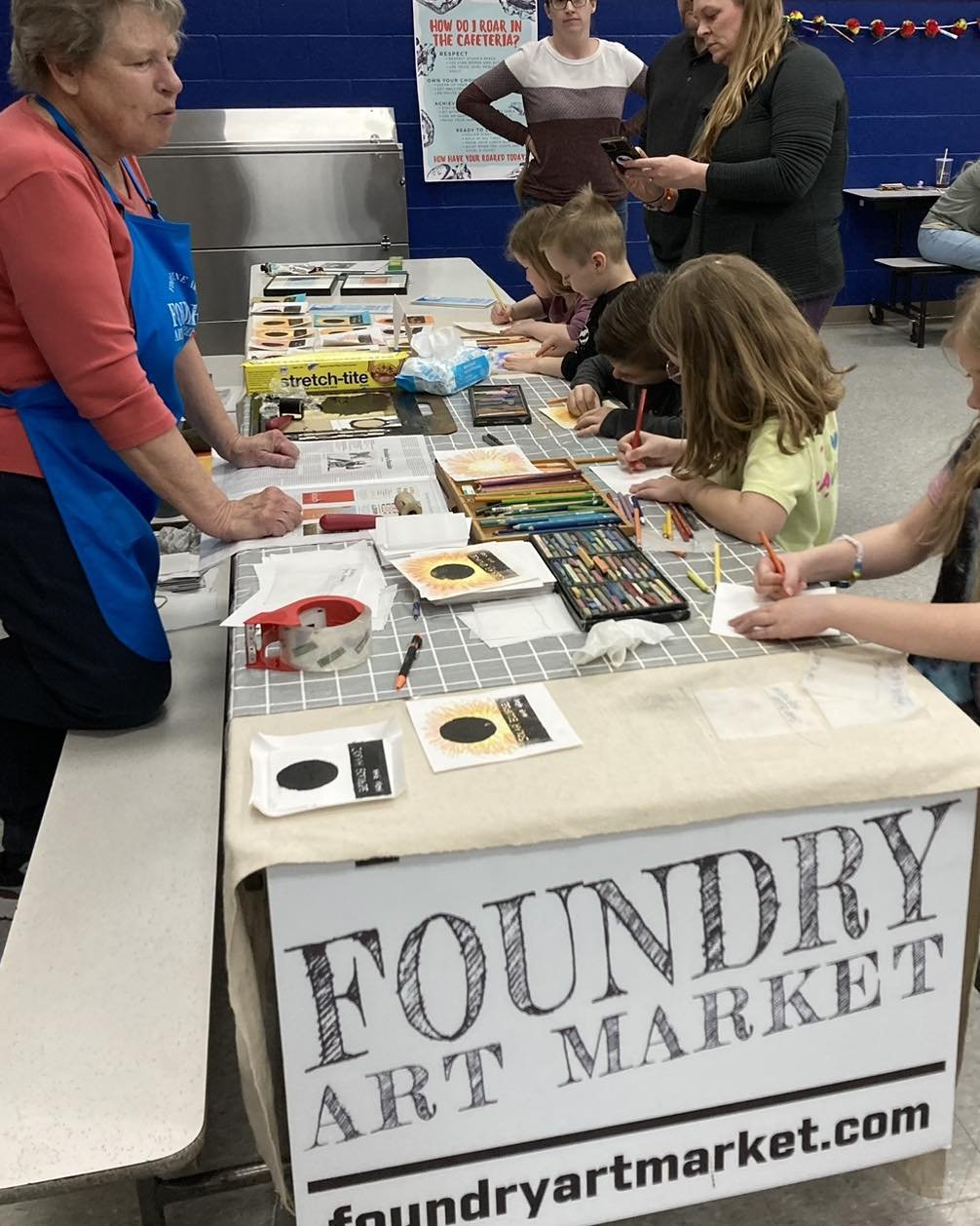 Representing the Foundry Art Market last night, Anne Finucane provided a hands-on art project for Guilford Hills Elementary School&rsquo;s Art Night.  #franklincountypa #ceramics #acrylicpaintings #finditatthefoundry #foundryartmarket #chambersburgpa