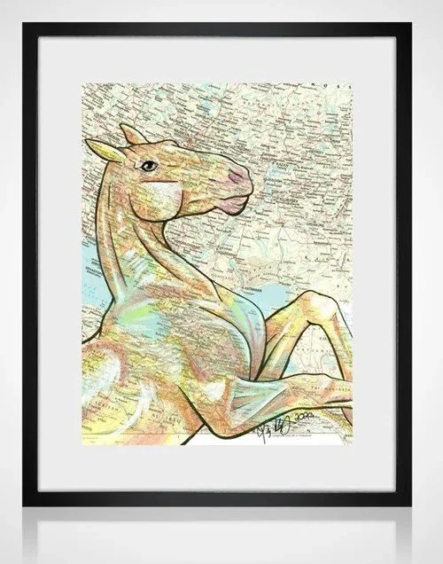 If you have off today, Columbus Day and Indigenous Peoples' Day, take some time to check out Foundry Art Market artist Liz Staley's animal artwork. She illustrates animals on repurposed maps of where the breed of animal originates from in the world!